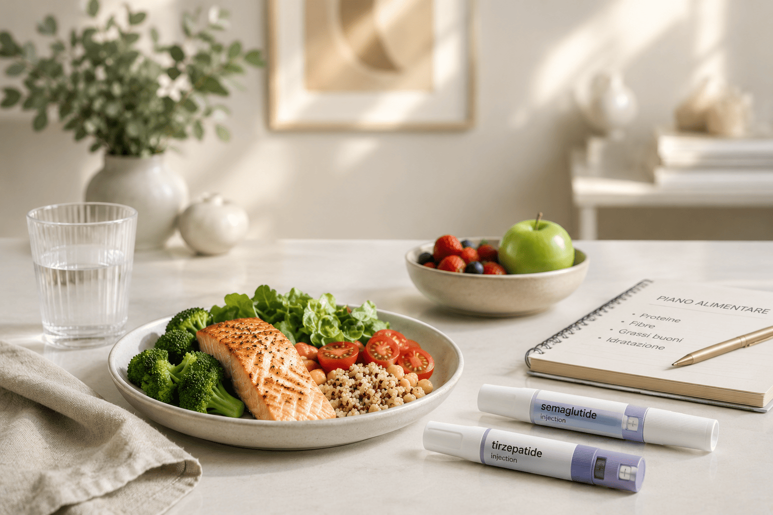 GLP-1 e alimentazione: cosa mangiare durante la terapia con semaglutide e tirzepatide